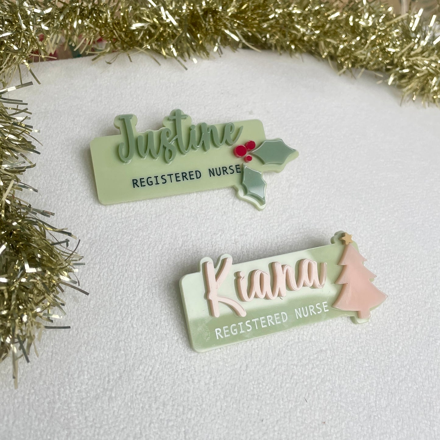 3D Acrylic Name Badge | Mistletoe