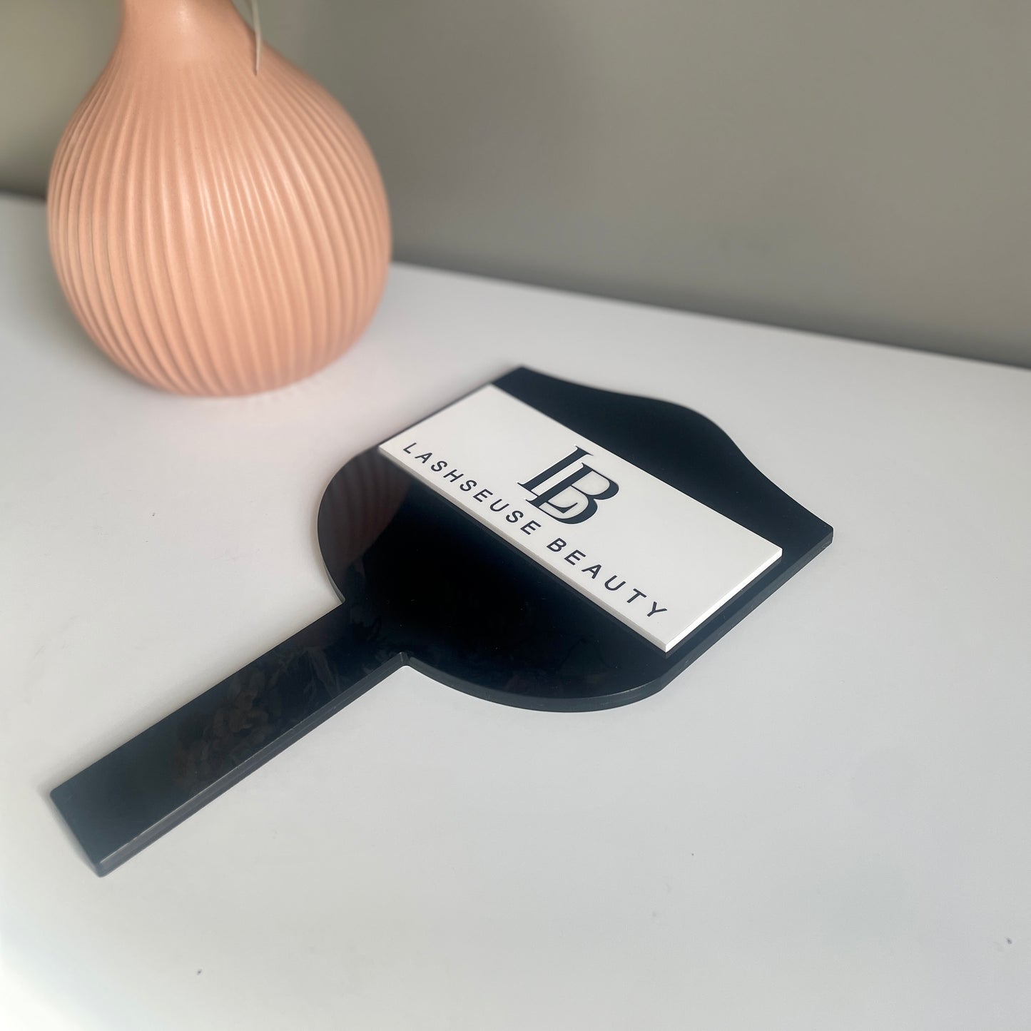 Black Acrylic Handheld Mirror | Custom Logo