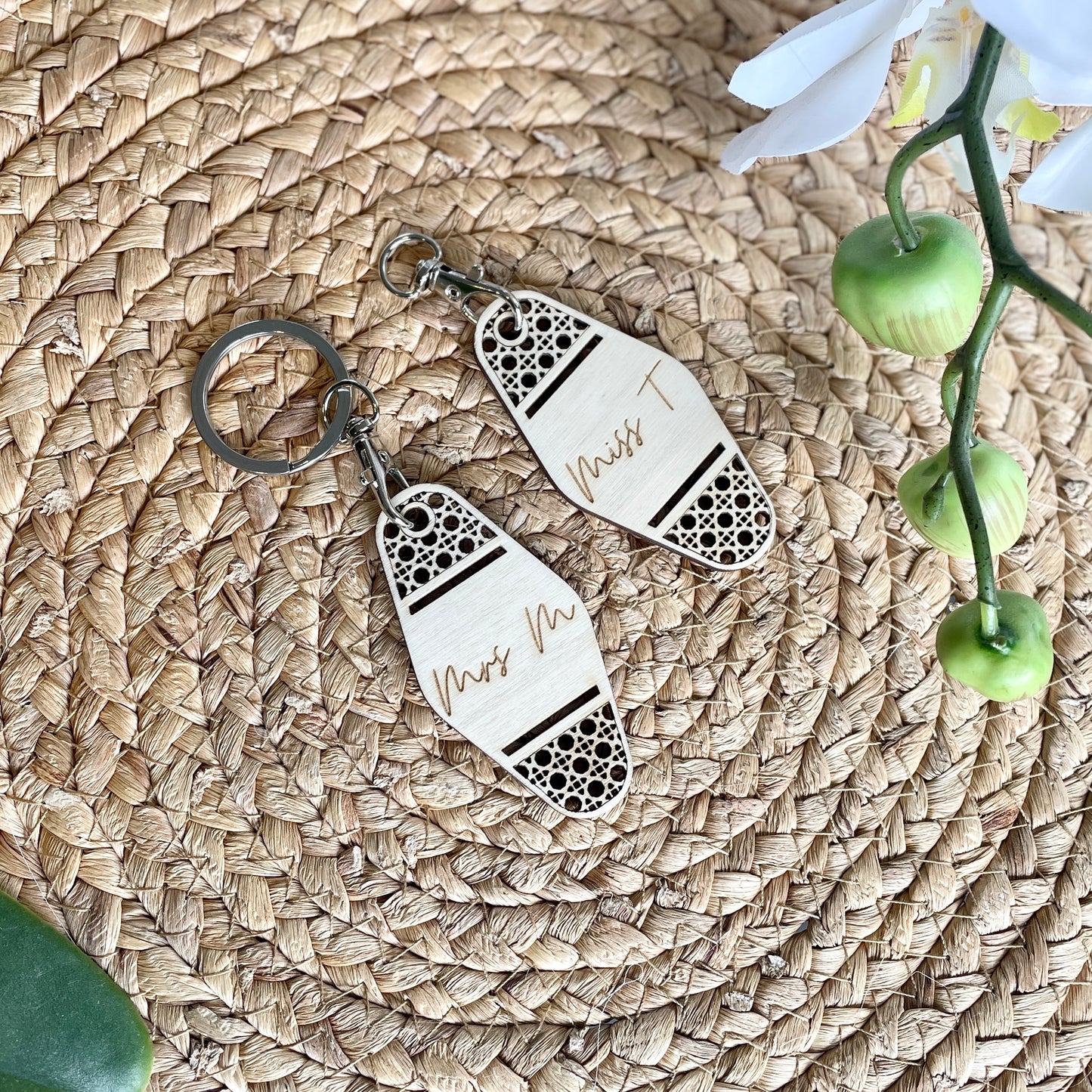 Rattan look Keyring/Lanyard Tag