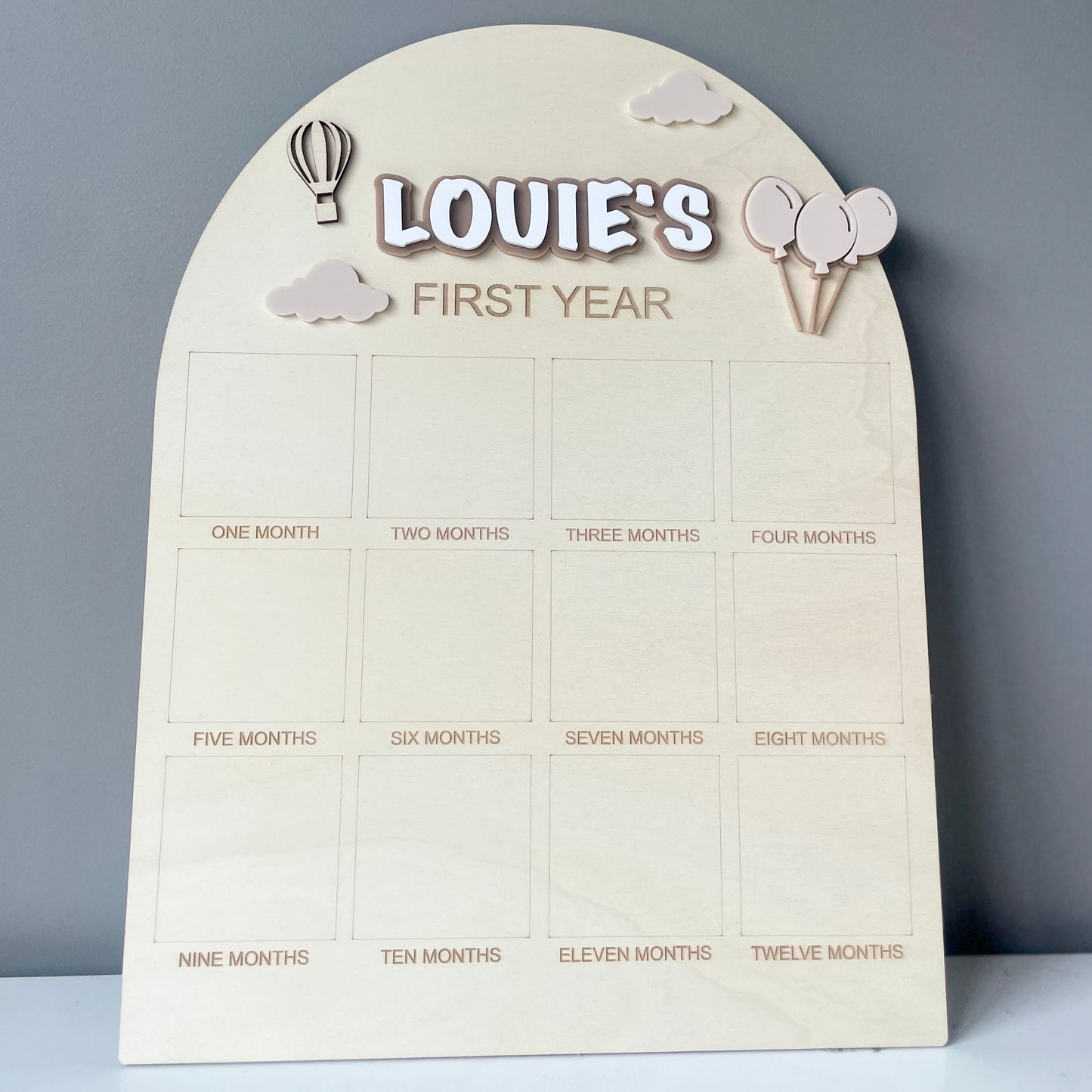 Neutral Balloon Theme | Photo Birthday Board