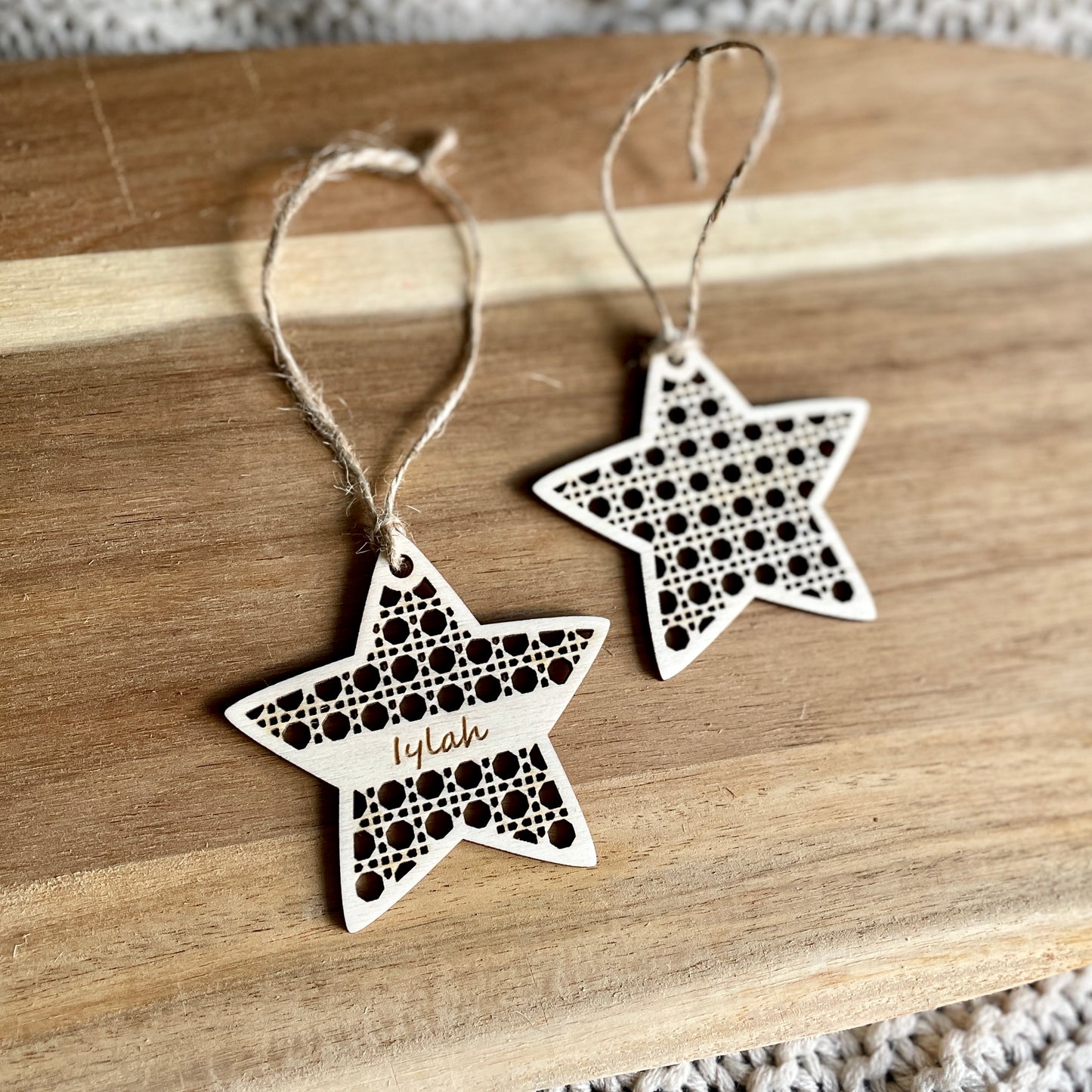 Rattan-Look Wooden Ornaments