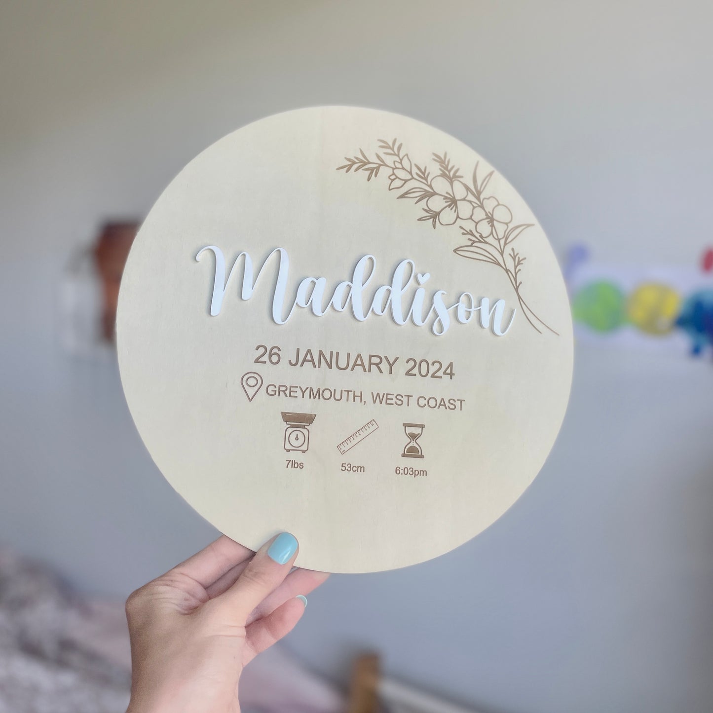 Birth Details Round Plaque