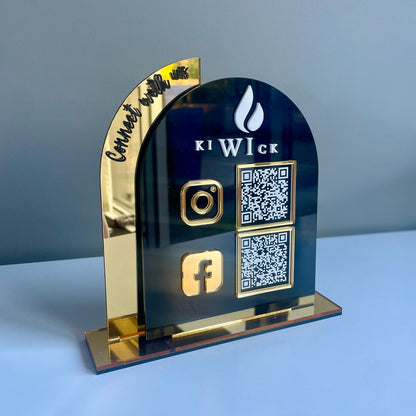 QR Code Sign | Double Panel Mirrored Acrylic | 2 QR Codes