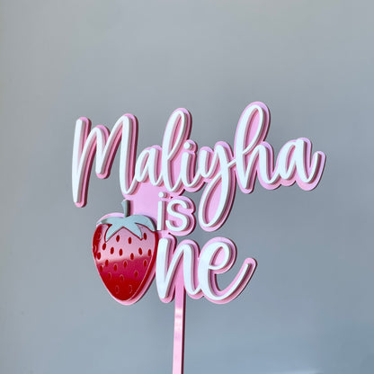 Strawberry Theme Cake Topper | Double Layer