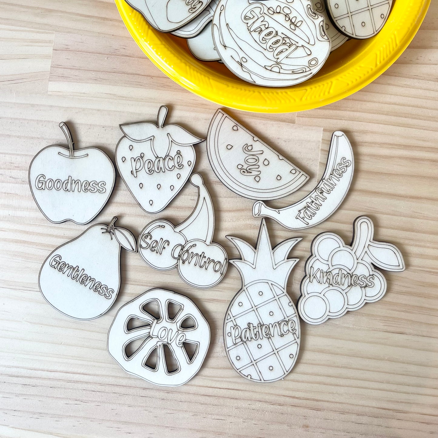 Fruit of the Spirit Wooden Sorting Activity