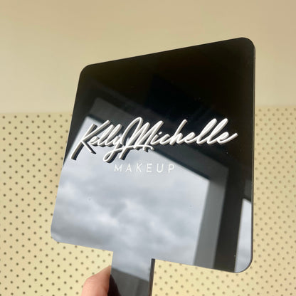 Black Acrylic Handheld Mirror | Custom Logo