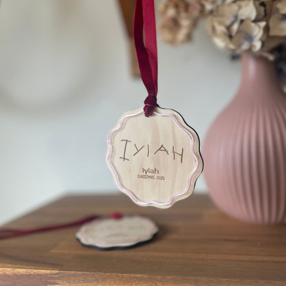 Handwritten Name Ornament