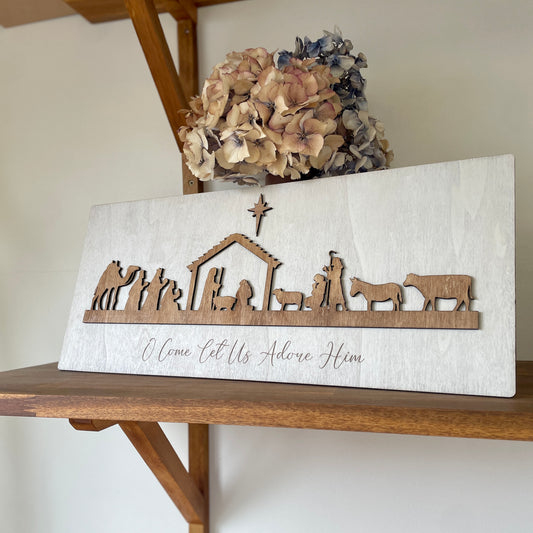 Nativity Scene Wooden Art