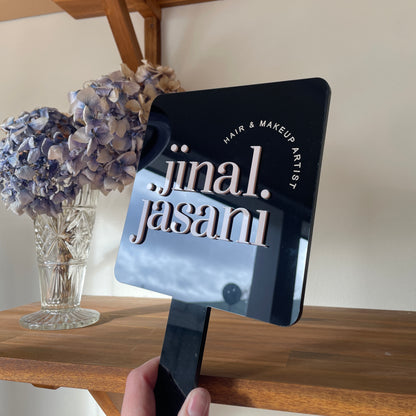 Black Acrylic Handheld Mirror | Custom Logo