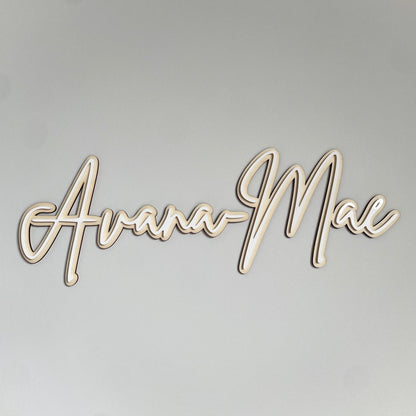Name sign | Wood and Acrylic | Double Layer