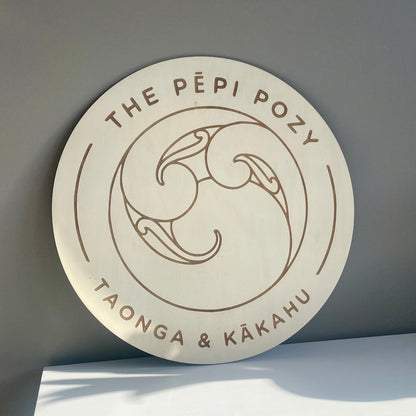 Business Logo Sign | Engraved on Wood | Round