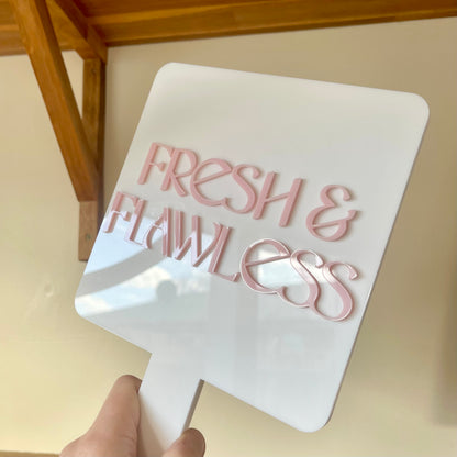 White Acrylic Handheld Mirror | Custom Logo