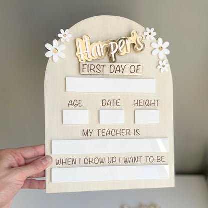 First/Last Day Board INTERCHANGEABLE | Gold Daisy Design