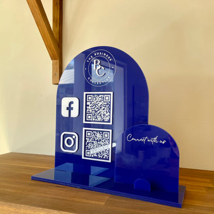 QR Code Sign | Large | with Business Card Holder Panel
