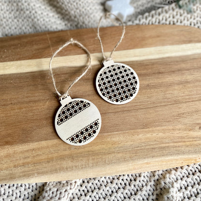 Rattan-Look Wooden Ornaments
