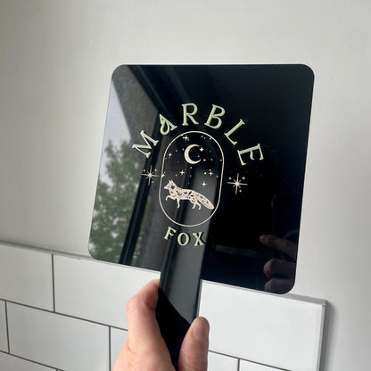 Black Acrylic Handheld Mirror | Custom Logo