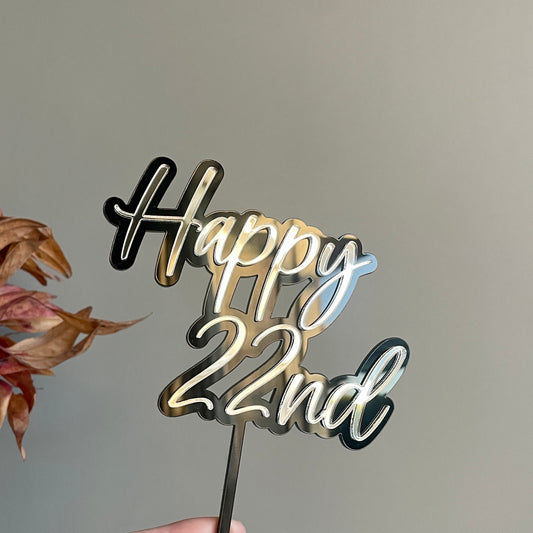 Happy 22nd Cake Topper | Double Layer Acrylic