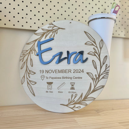 Birth Details Round Plaque