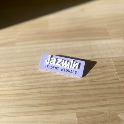 3D Acrylic Name Badge | Block Lettering