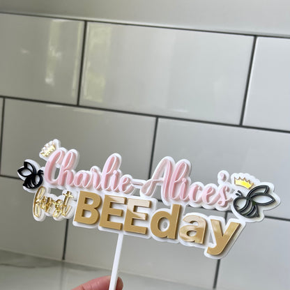 BEEday Cake Topper | Double Layer Acrylic