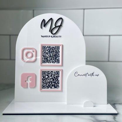 QR Code Sign | Large | with Business Card Holder Panel
