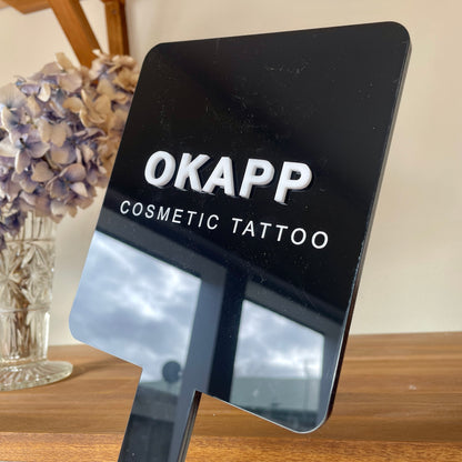 Black Acrylic Handheld Mirror | Custom Logo