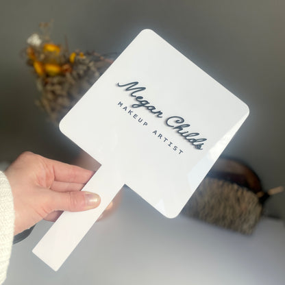 White Acrylic Handheld Mirror | Custom Logo
