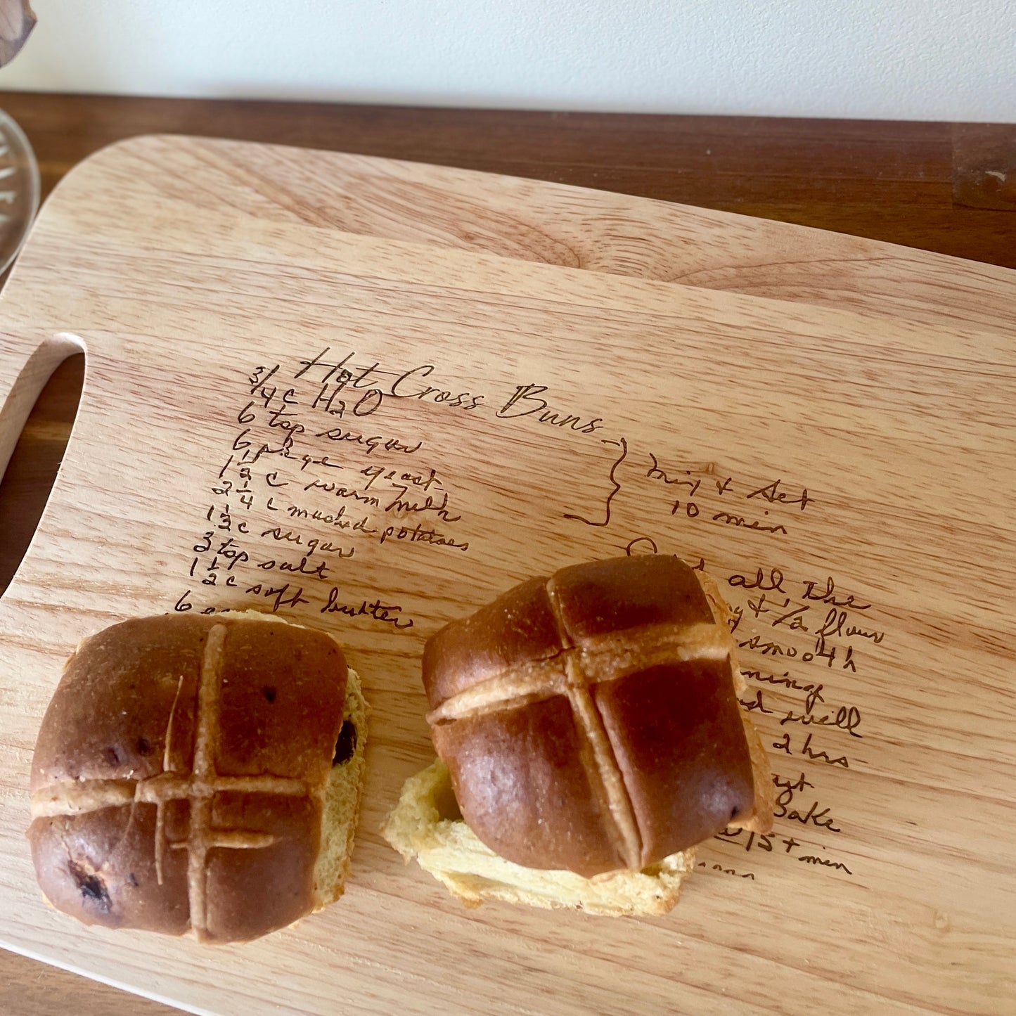 Hot Cross Bun Recipe Cutting Board
