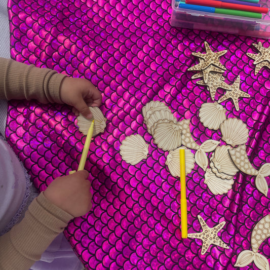 Wooden Colouring Cut outs | Mermaid Theme | 30 pcs