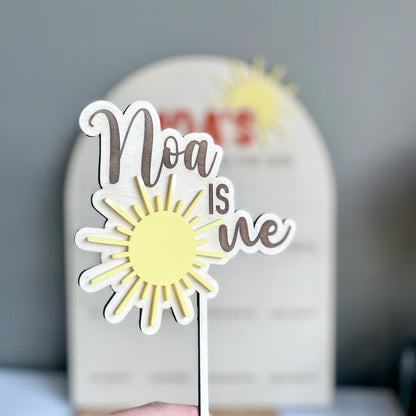 Sun Theme Cake Topper | Wooden and Acrylic