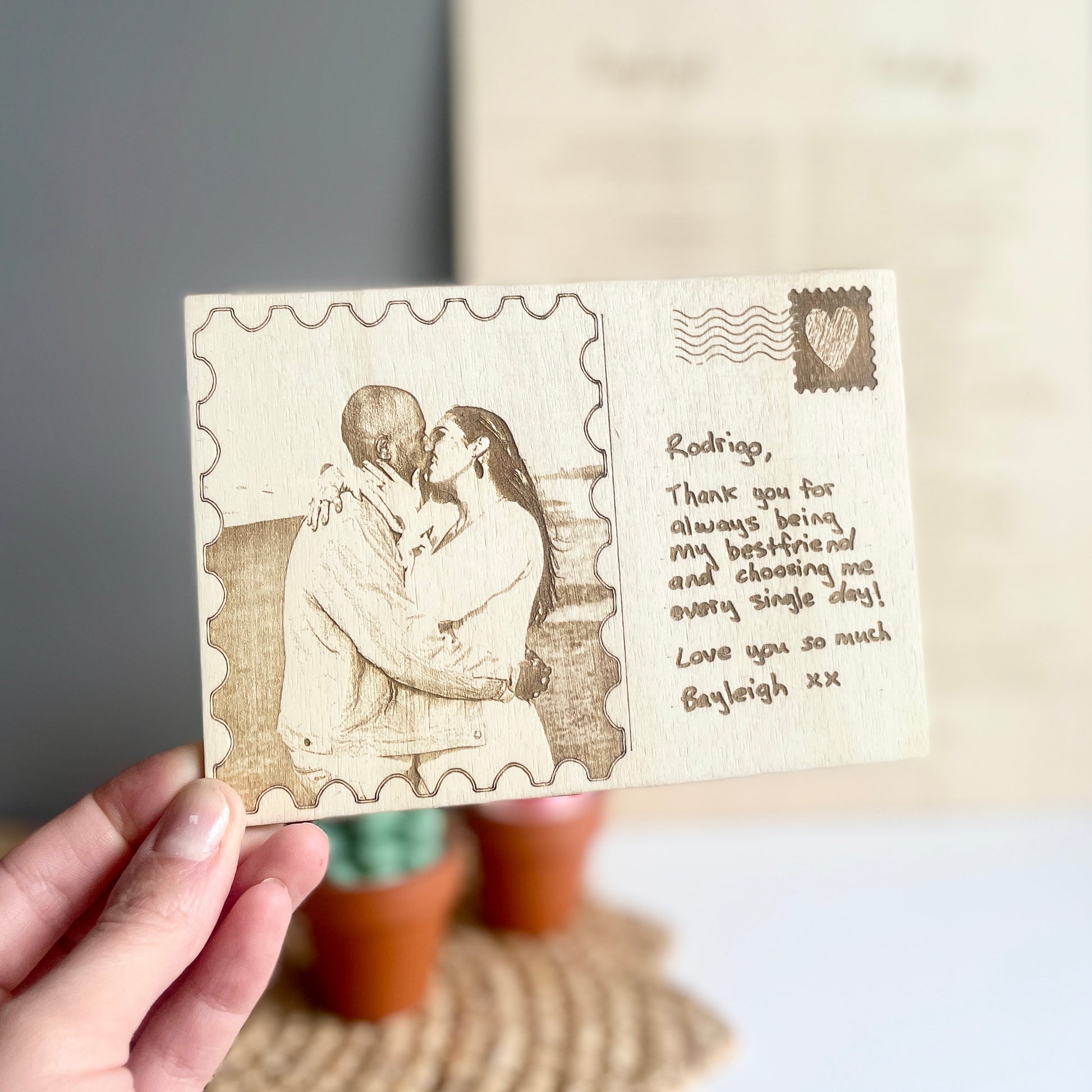 Wooden Handwritten Love Note Postcard – Remarkable Creations