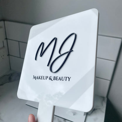 White Acrylic Handheld Mirror | Custom Logo
