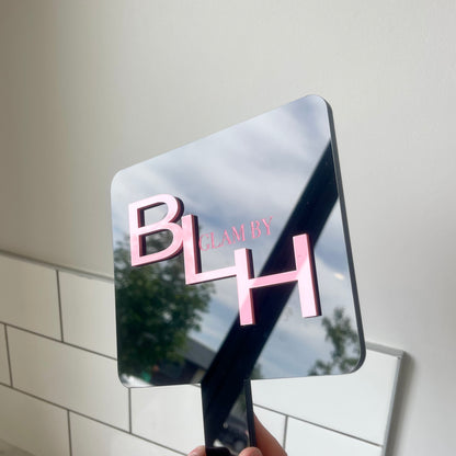 Black Acrylic Handheld Mirror | Custom Logo
