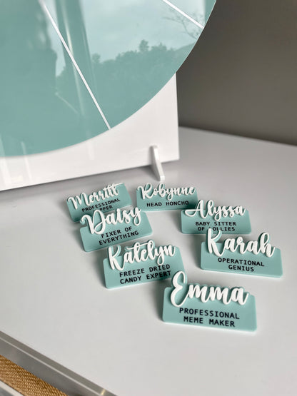 3D Acrylic Name Badge | Cursive Font