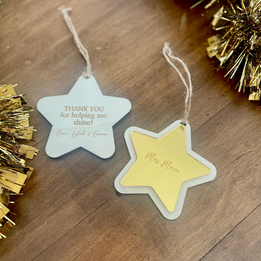 Teacher Star Ornament | Double Sided Design