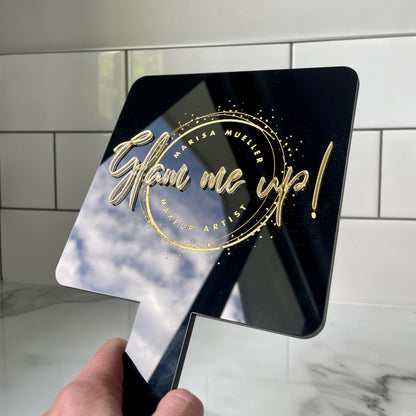 Black Acrylic Handheld Mirror | Custom Logo