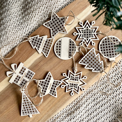 Rattan-Look Wooden Ornaments