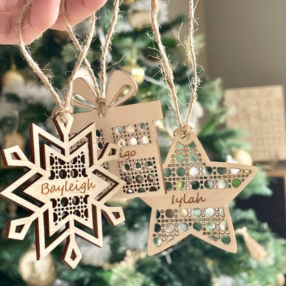 Rattan-Look Wooden Ornaments