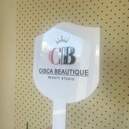 White Acrylic Handheld Mirror | Custom Logo