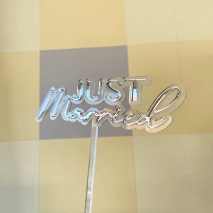 Just Married Cake Topper | Mirrored Acrylic | Double Layer
