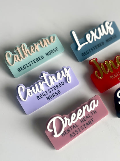 3D Acrylic Name Badge | Cursive Font