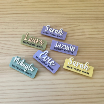 3D Acrylic Name Badge | Cursive Font