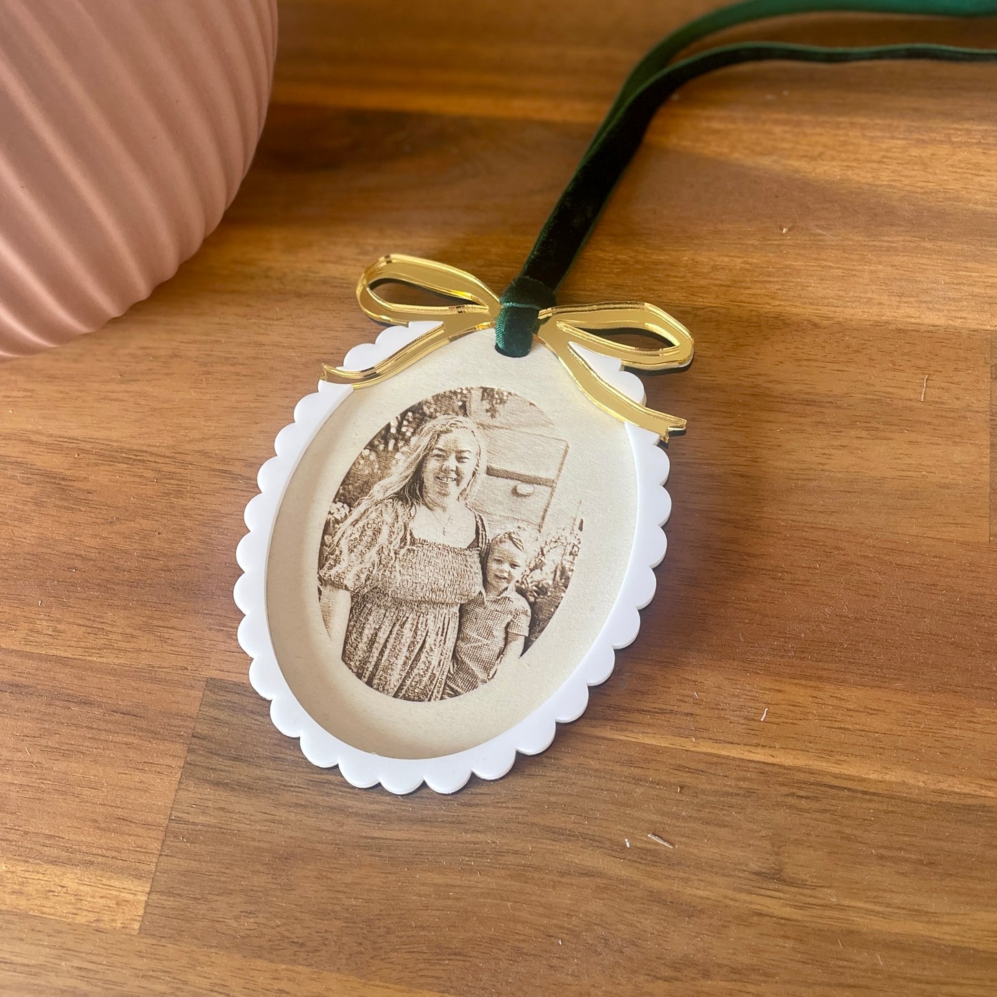 Engraved Photo Ornament | Vintage Neutral