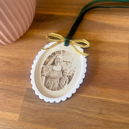 Engraved Photo Ornament | Vintage Neutral