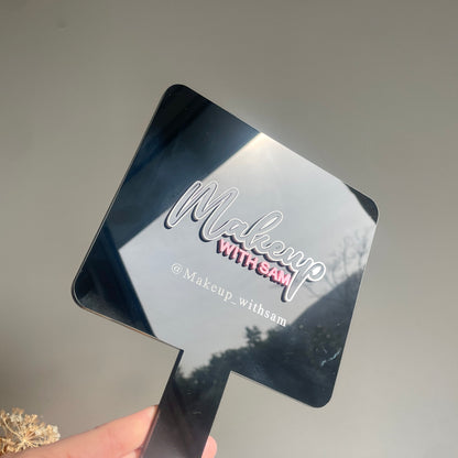 Black Acrylic Handheld Mirror | Custom Logo