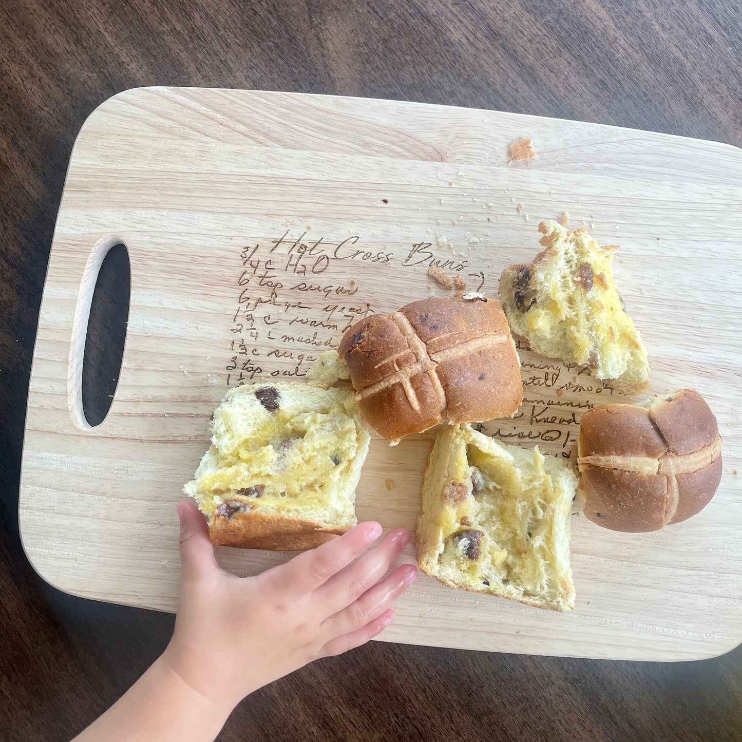 Hot Cross Bun Recipe Cutting Board