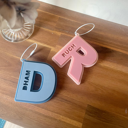 Letter Cut Out Bag Tag | Double Layer