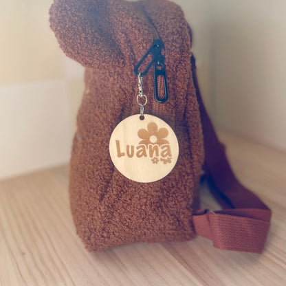 Wooden Daisy Bag Tag | Engraved Single Layer