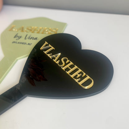 Black Acrylic Handheld Mirror | Custom Logo