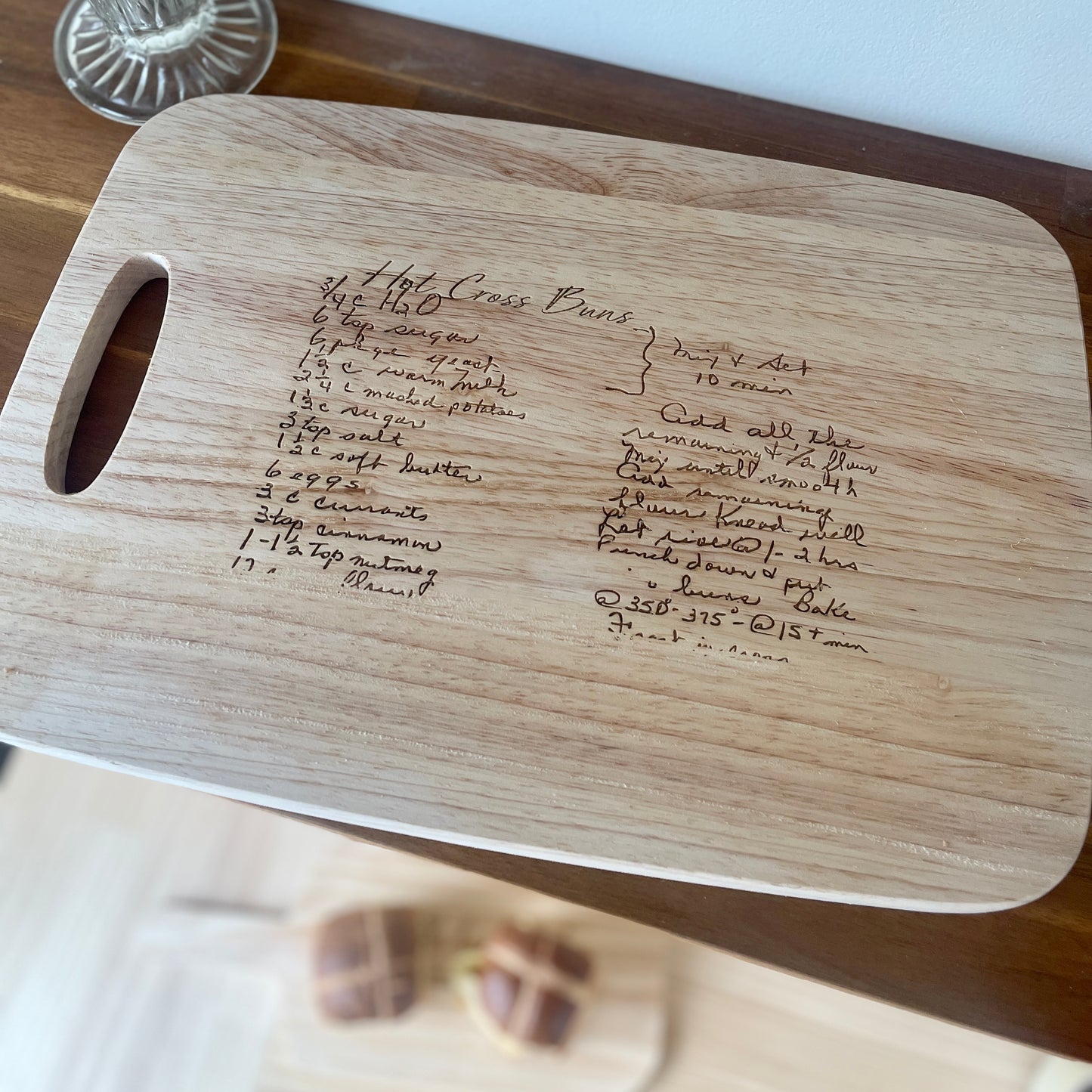 Hot Cross Bun Recipe Cutting Board